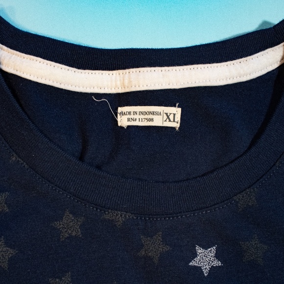 Navy Blue Star Patterned XL T-shirt - Picture 4 of 4